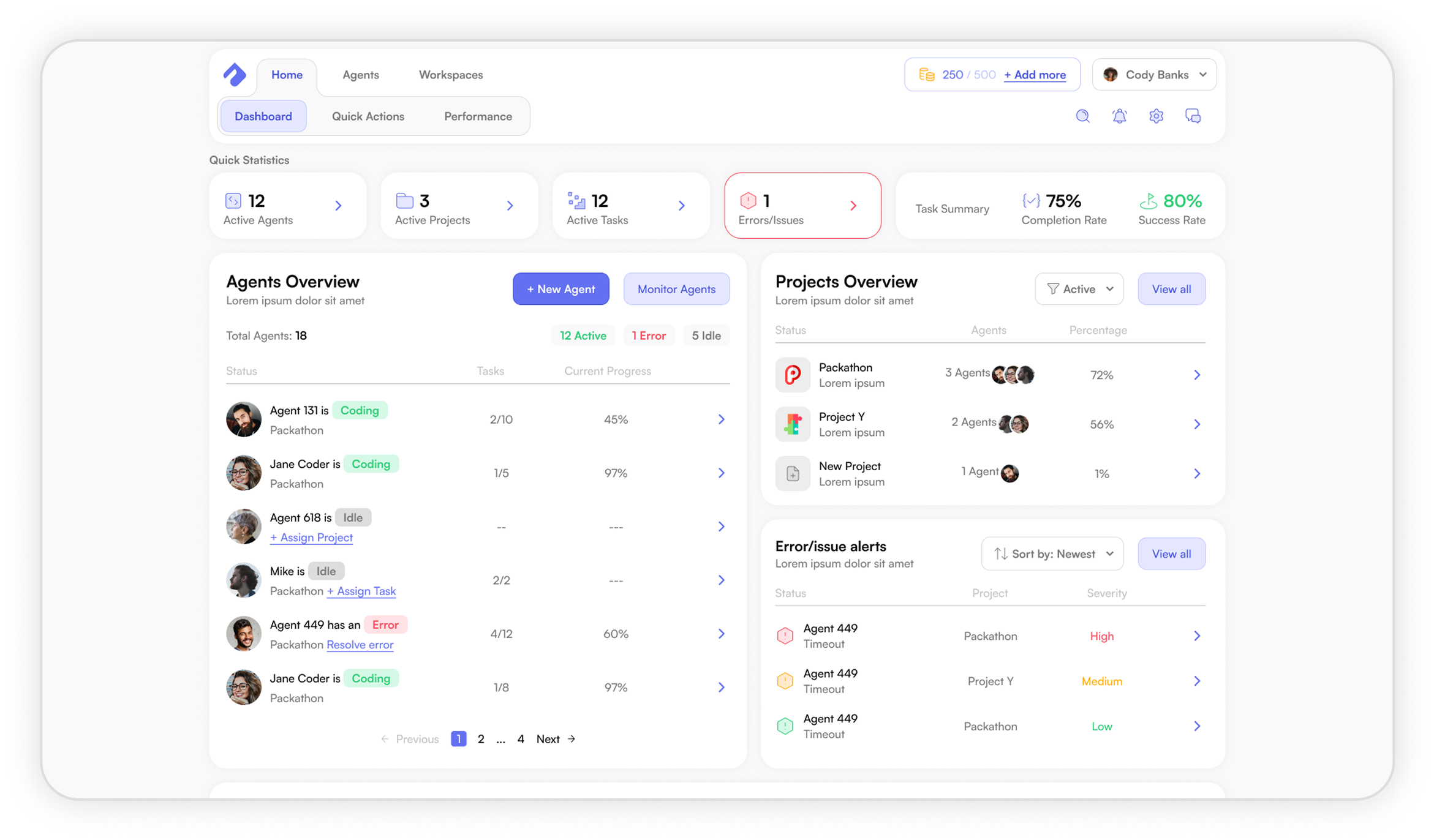CliveAgents Dashboard Interface